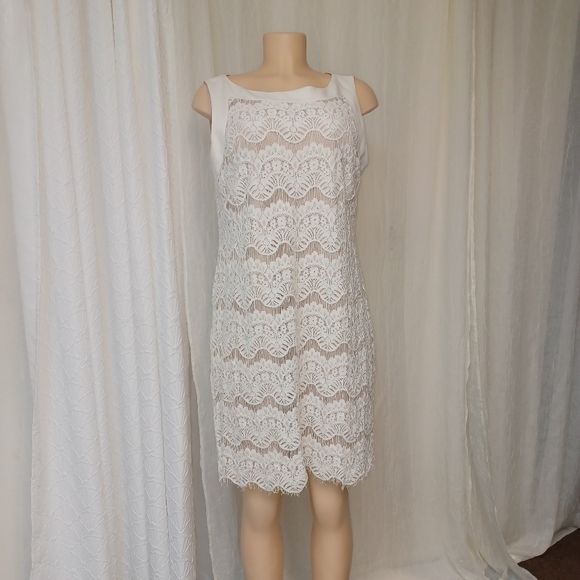 Jessica Howard Dresses & Skirts - Jessica Howard Women Size 16 White Sleeveless Scoop Neck Mini Dress